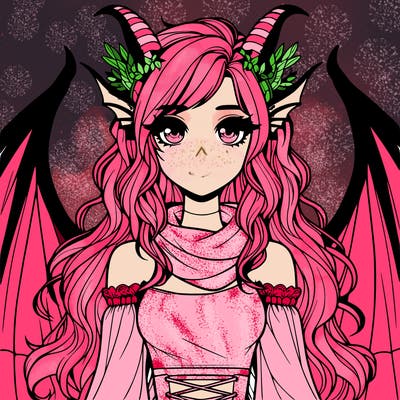 realistic girl with dragon wings horns and a tail