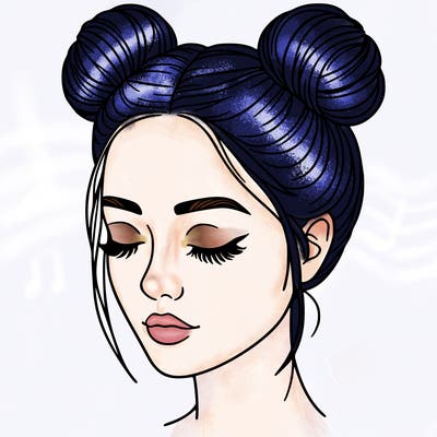 woman with hair buns