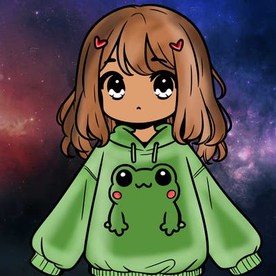 girl wearing frogging sweatshirt