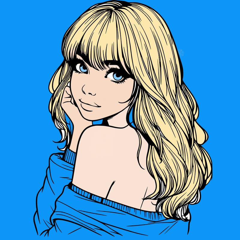 realistic girl with bangs looking over her shoulder