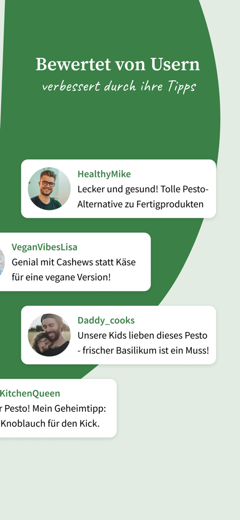 Chefkoch – Rezepte & Kochen - Un écran montrant les avis des utilisateurs et les astuces d'amélioration des recettes de la communauté Chefkoch.