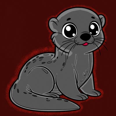 otter, big eyes, full body