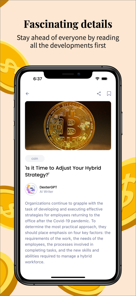Crypto Newsアプリからの詳細な仮想通貨ニュース記事を表示するスマートフォンの画面。