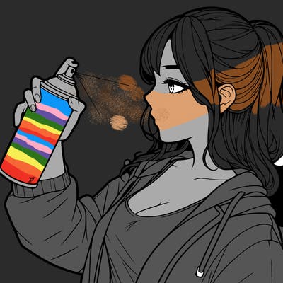 a realistic girl spray, painting