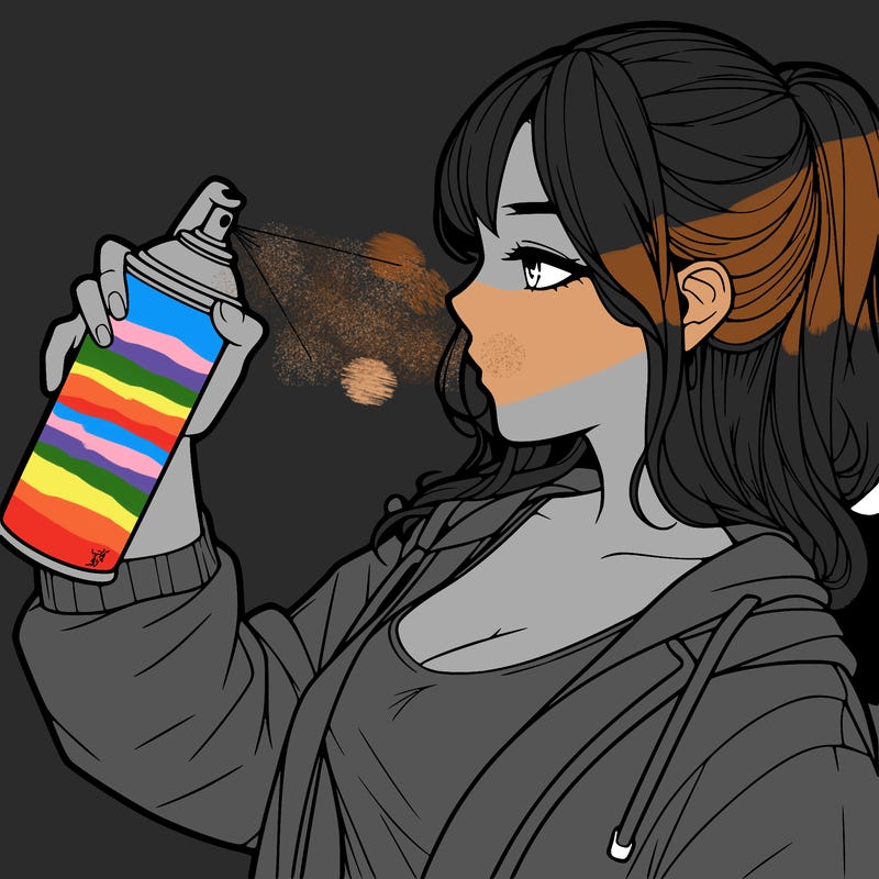 a realistic girl spray, painting