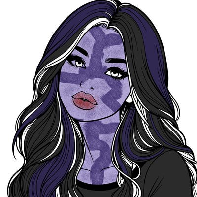 realistic girl with hair on her hair and lips