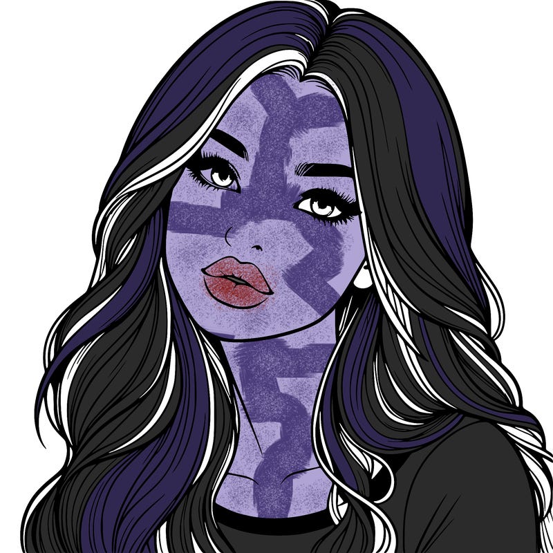 realistic girl with hair on her hair and lips