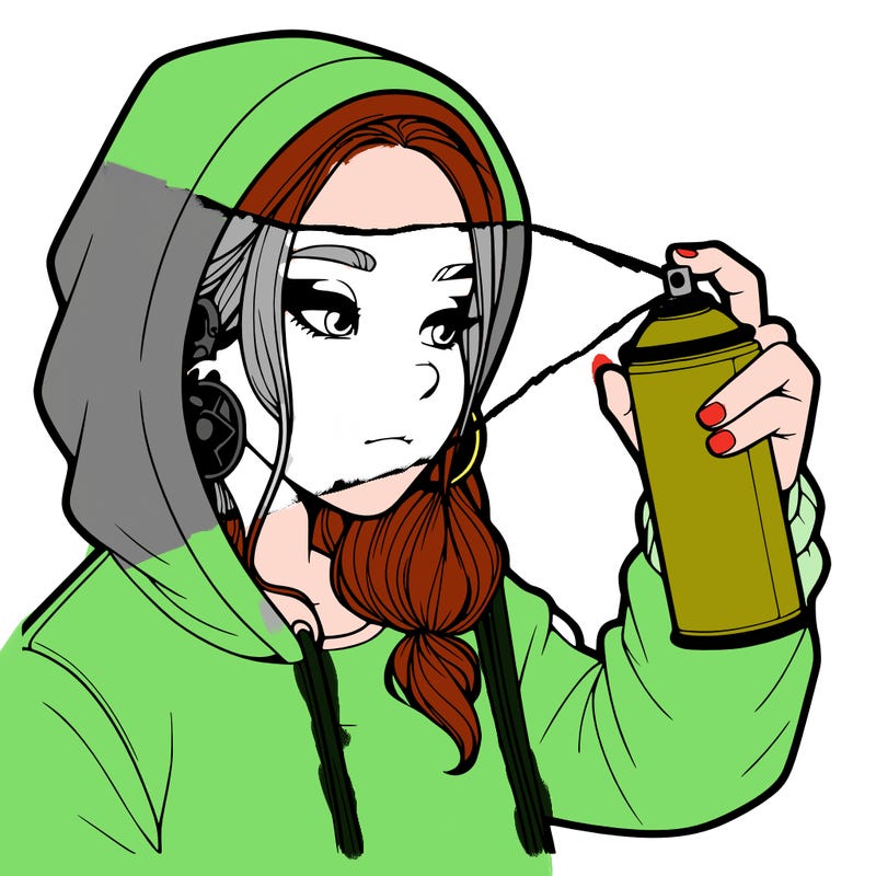 a realistic girl, spray painting