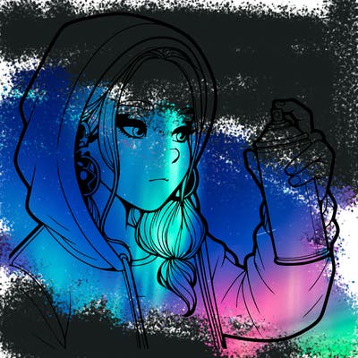 a realistic girl, spray painting