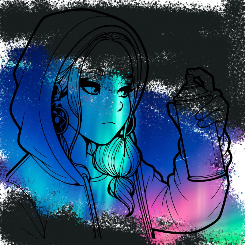 a realistic girl, spray painting