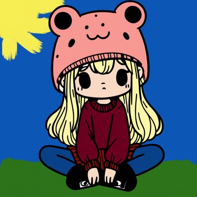 a girl wearing a frog hat and some frog socks