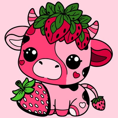 cute strawberry cow