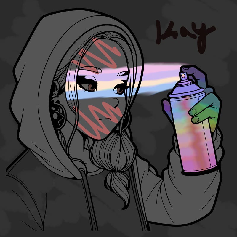 a realistic girl, spray painting