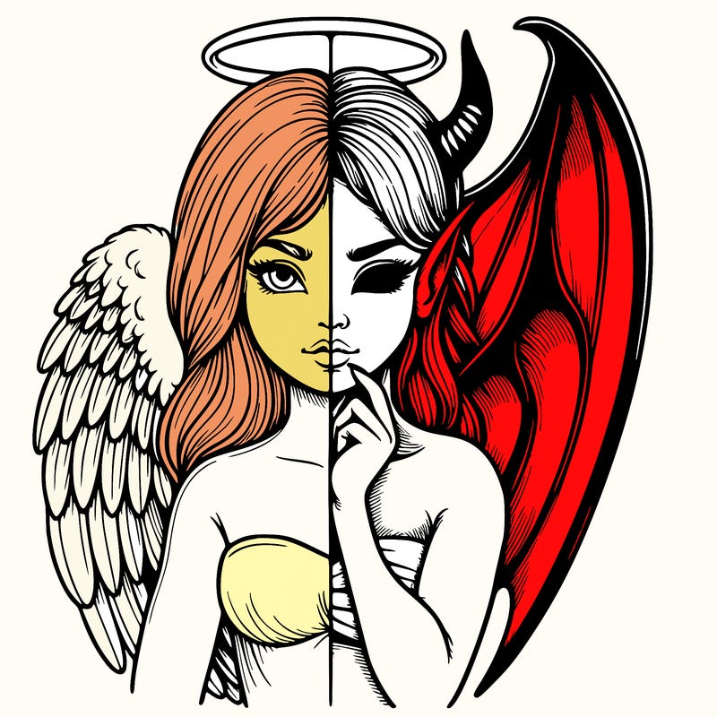 realistic angel half demon