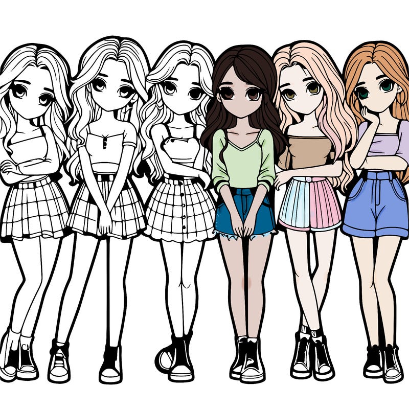 a group of girls realistic