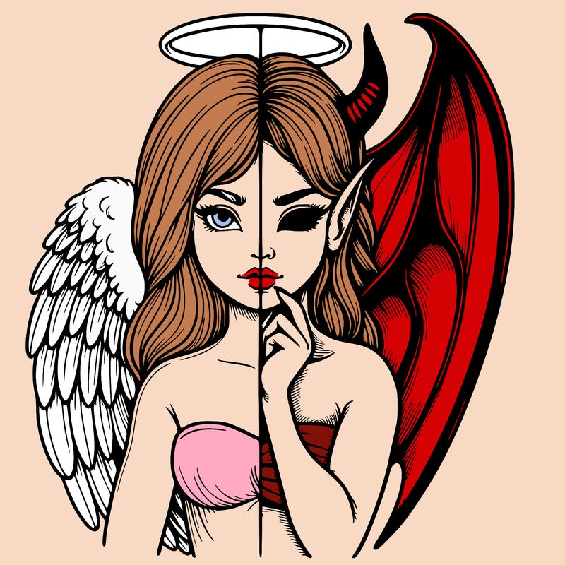 realistic angel half demon