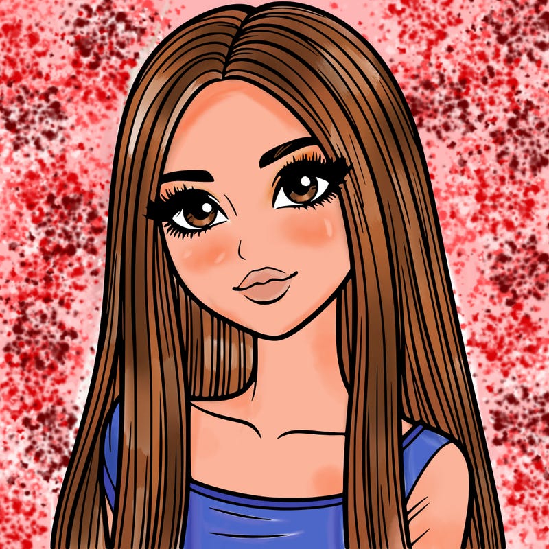 realistic girl with straight and long hair