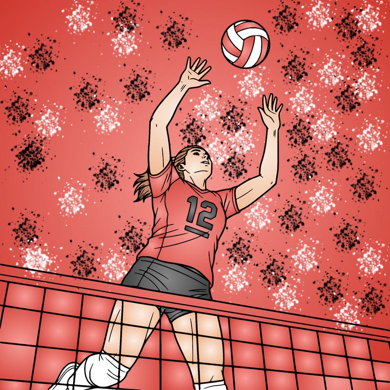 number 12 middle hitter and blocker volleyball player