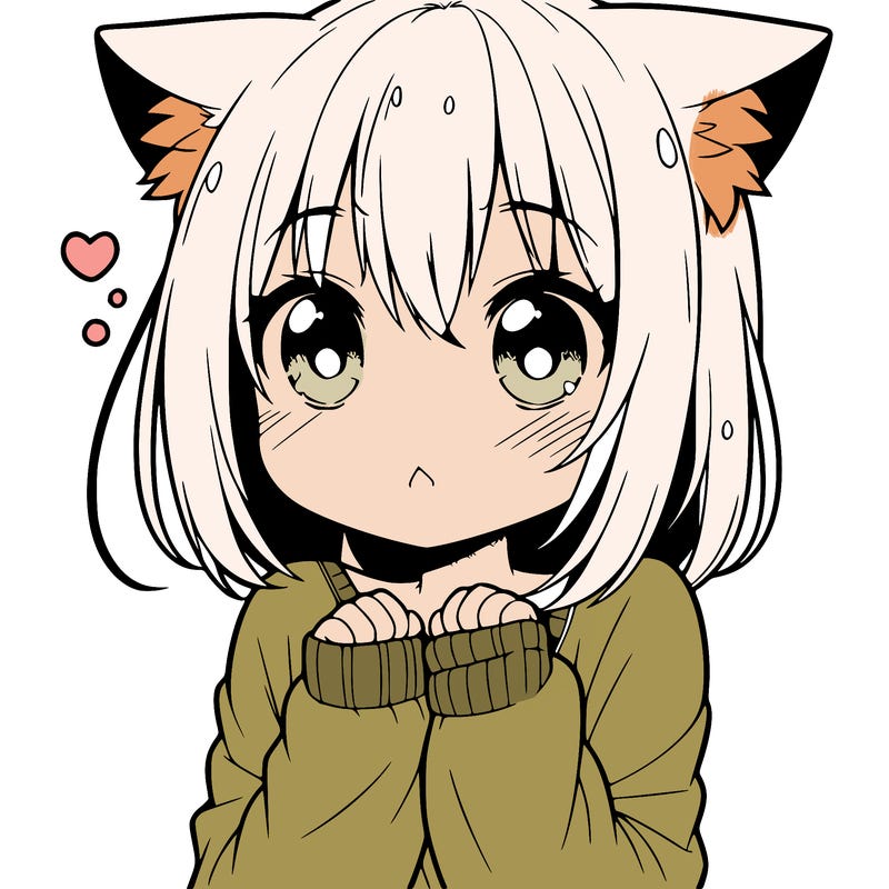 shy anime catgirl