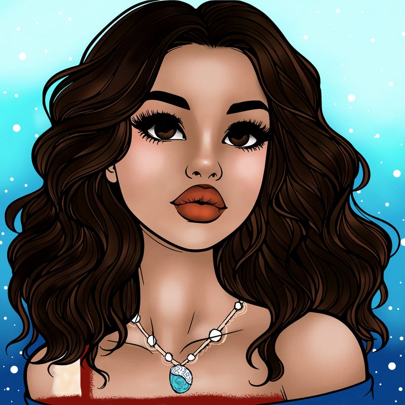 realistic girl with wavy hair and lips
