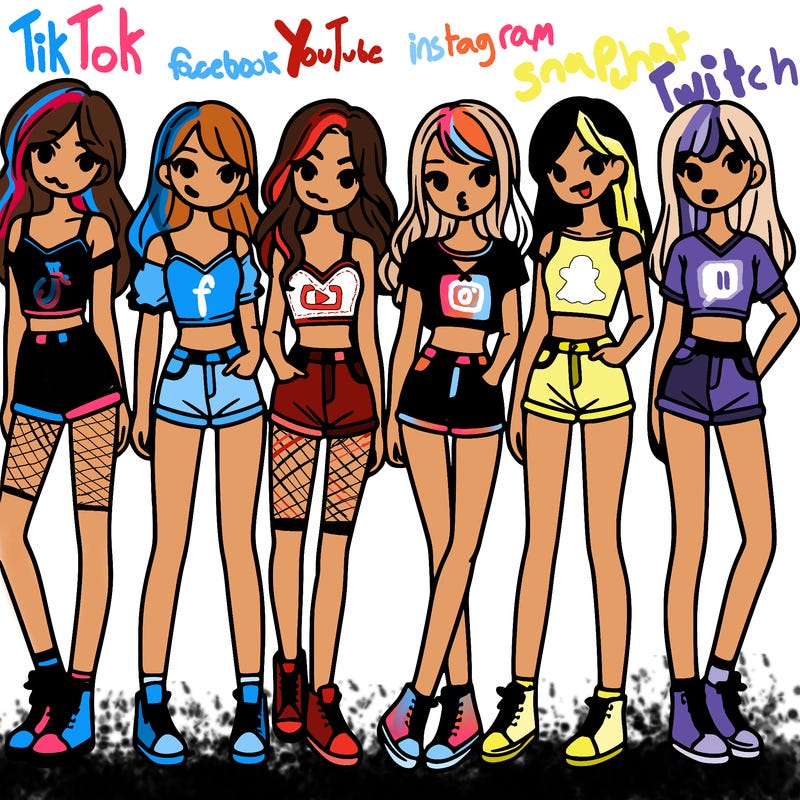 a group of girls wearing crop tops and shorts