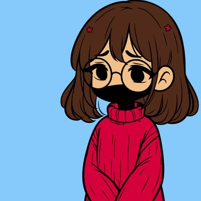 sad girl with glasses in a sweater