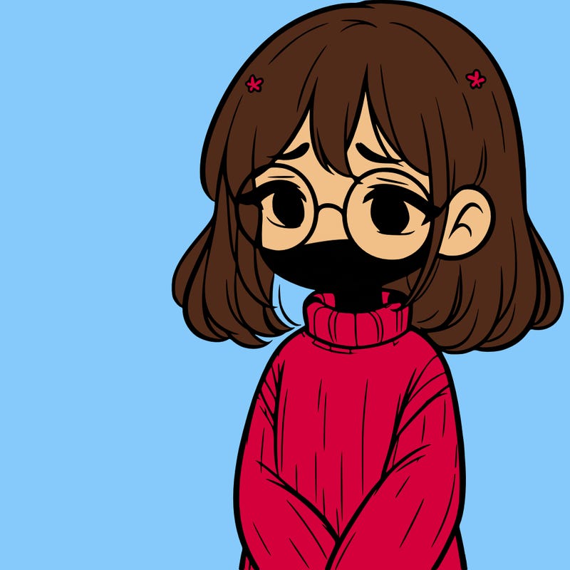 sad girl with glasses in a sweater