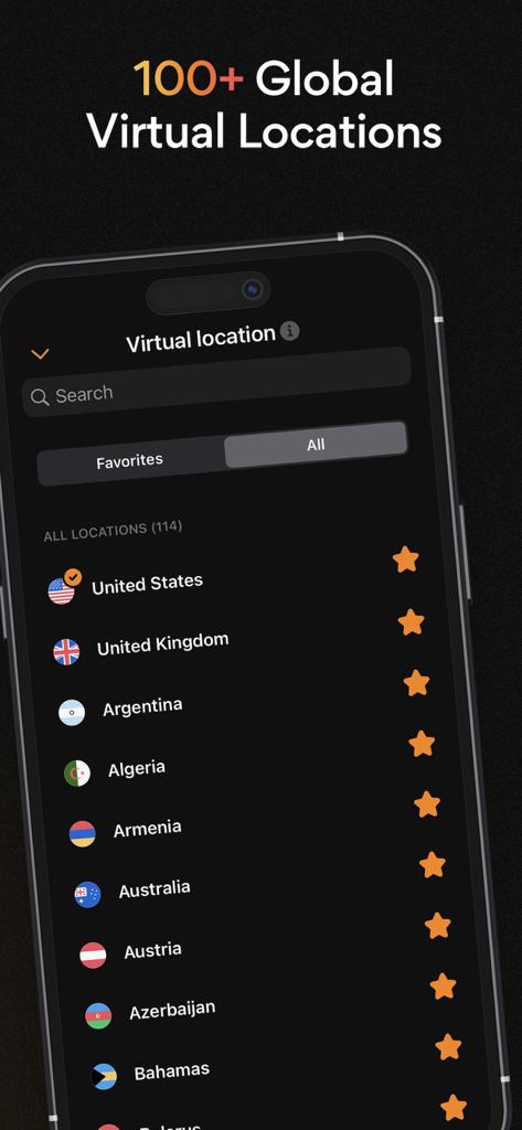 VPN Secure Proxy: UltraVPN™ - UltraVPN app interface showing a list of global server locations across different countries