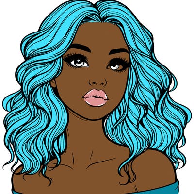 realistic girl with wavy hair and lips