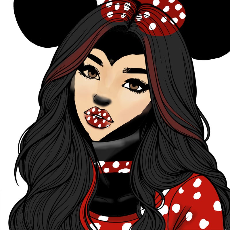realistic girl with hair on her hair and lips