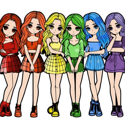 a group of girls realistic