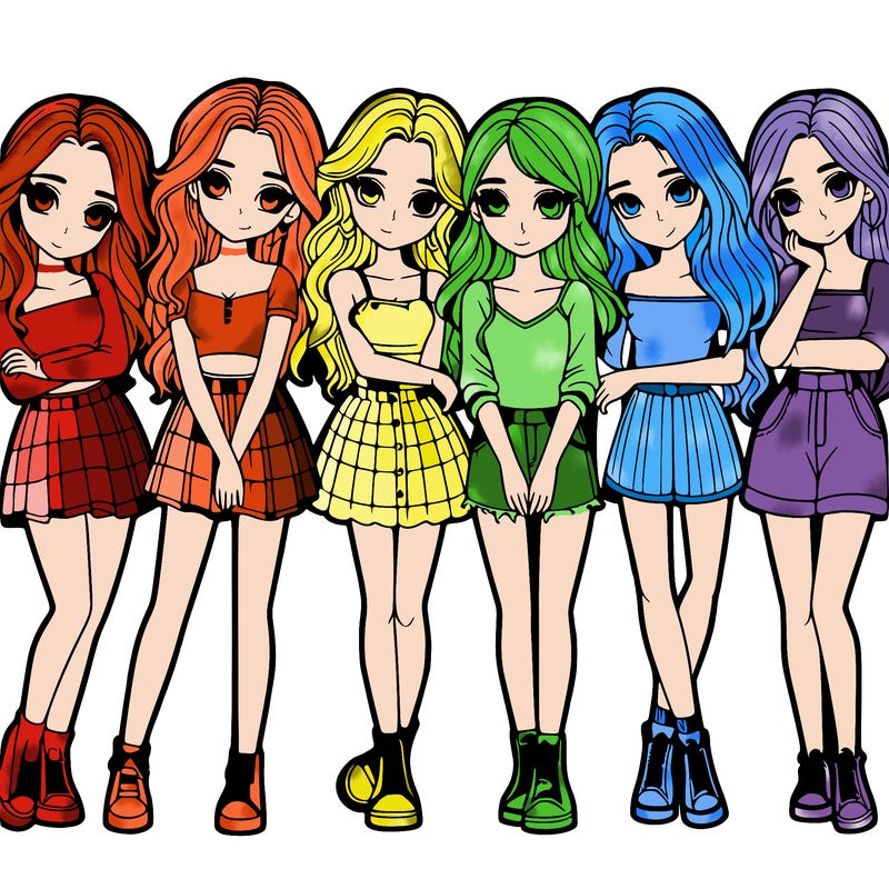 a group of girls realistic