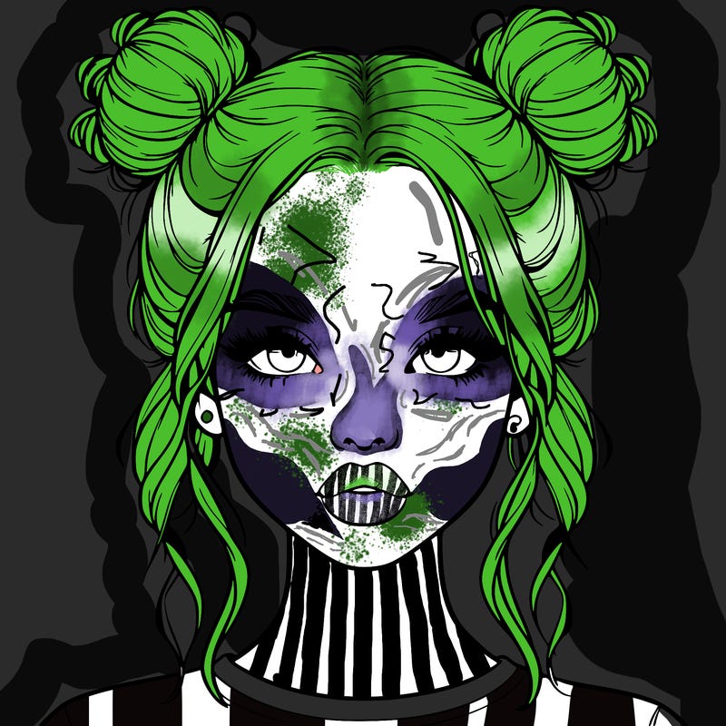 realistic girl with two buns in hair and lips