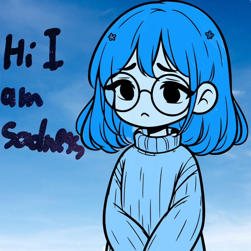 sad girl with glasses in a sweater