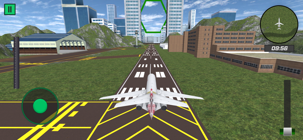Plane Simulator Crash Landing - Avión en la pista de un aeropuerto de la ciudad en el juego móvil Simulador de Avión Aterrizaje Forzoso