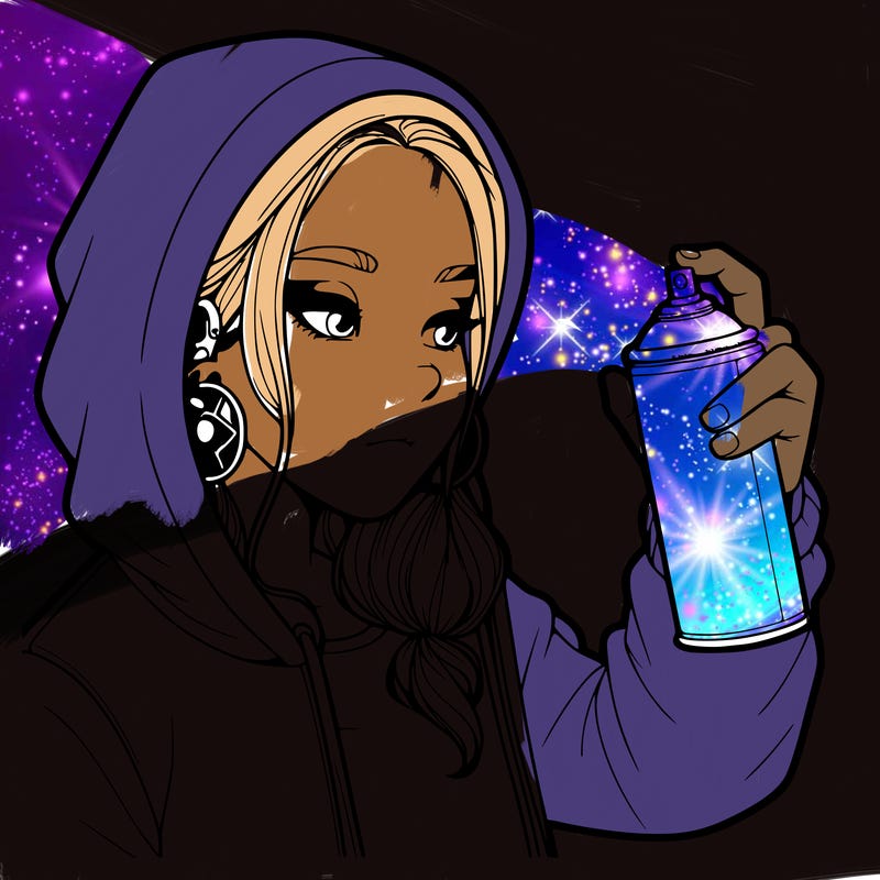 a realistic girl, spray painting