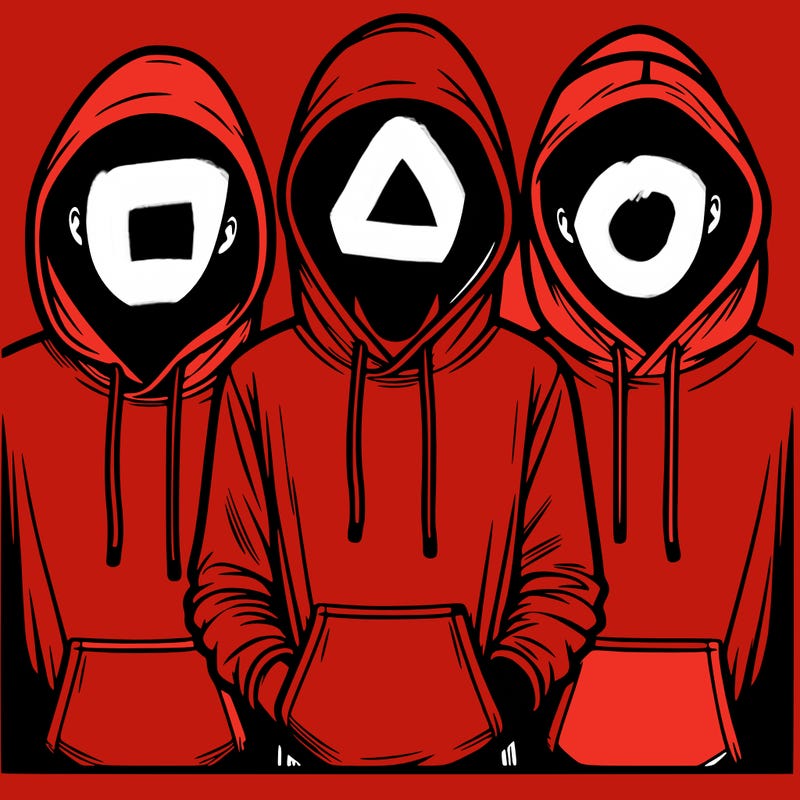 3 faceless people in  hoodies
