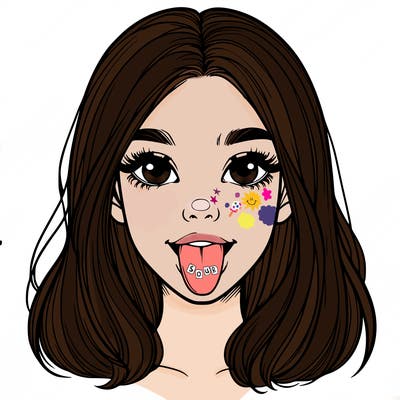 realistic girl with her tongue out