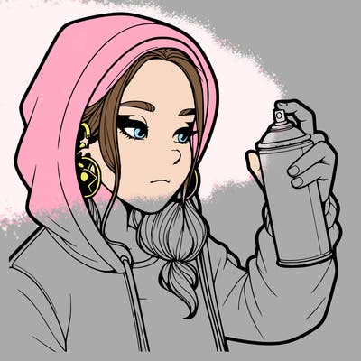 a realistic girl, spray painting