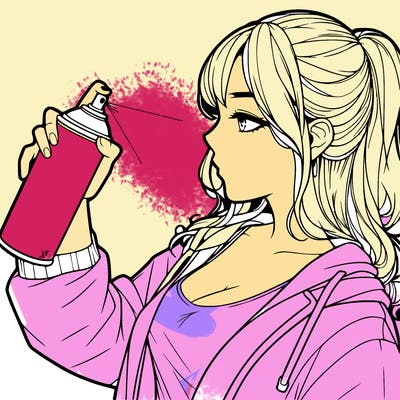 a realistic girl spray, painting