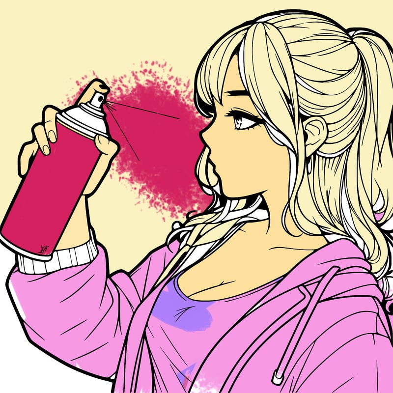 a realistic girl spray, painting