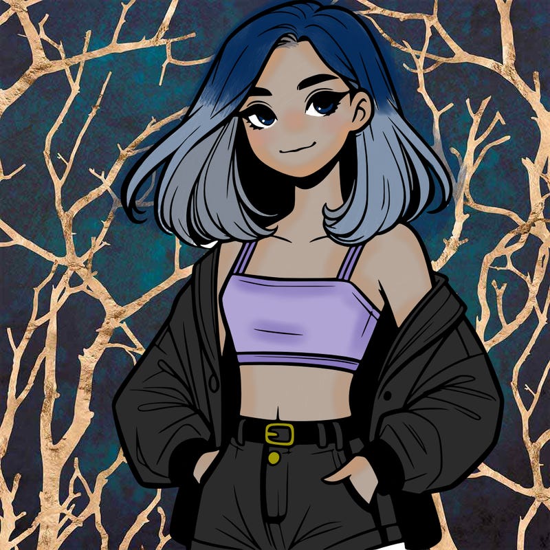 a realistic girl with a crop top and short shorts in an open jacket