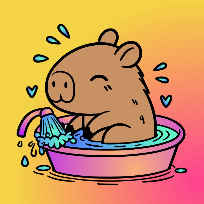 capybara taking a bath