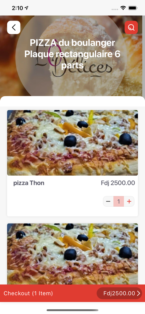 Kikidrop - Kikidrop app screen for ordering a tuna pizza with checkout options