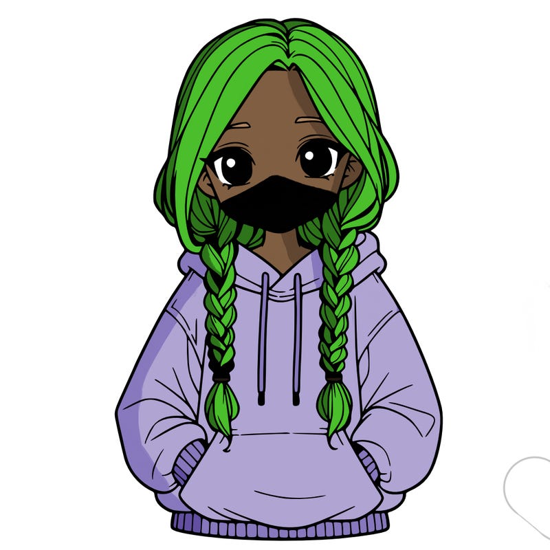 a realistic girl with a oversized hoodie and she has braids