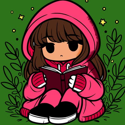 girl in oversized hoodie reading a book