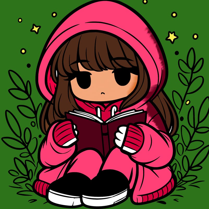 girl in oversized hoodie reading a book