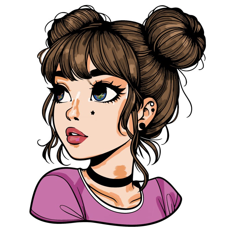 realistic girl with spacebuns