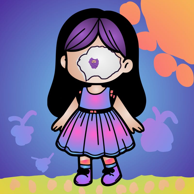 a girl with no face wearing a dress