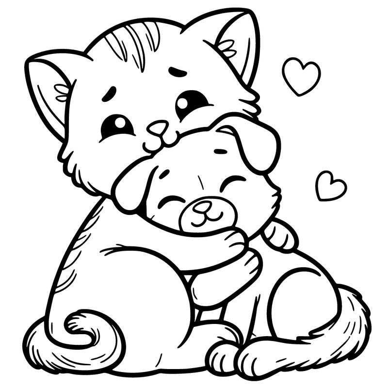 cat hugging dog